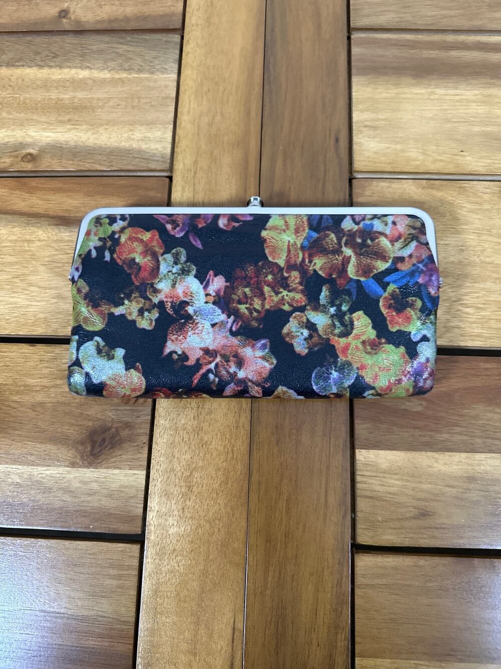 HOBO International Lauren Floral Leather Double Frame Clutch Wallet